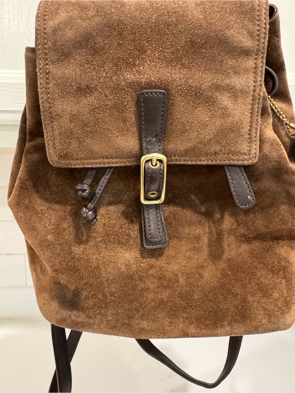 Vintage Coach Suede 9878 Leather Women's Drawstring Bucket Brown
Small Backpack - Picture 4 of 11